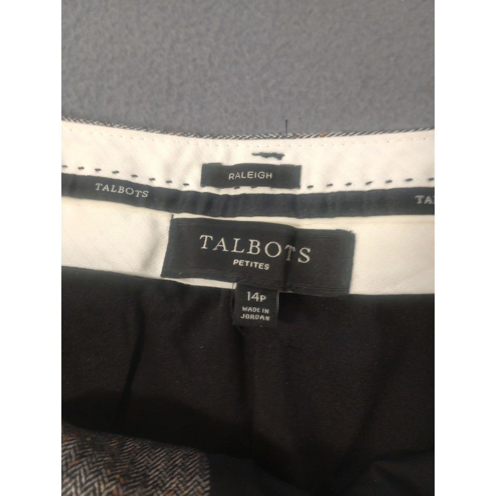 Talbots Petite Trousers Raleigh Herringbone Tweed Wool Blend Womens 14P Lined - Picture 9 of 10